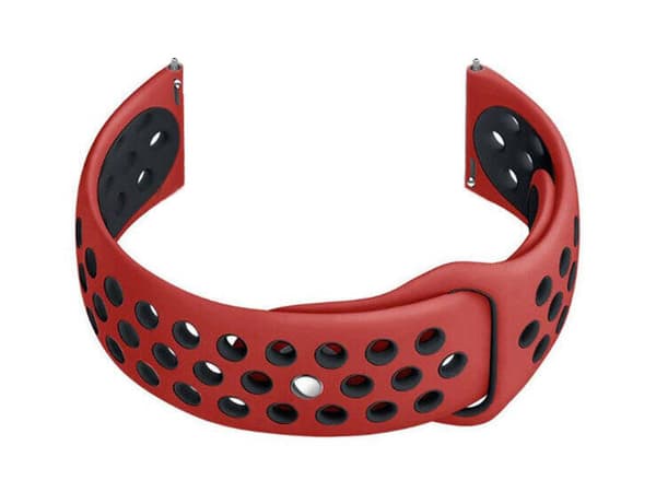 Gummirem til smartwatch U11 - rød/sort - 22mm