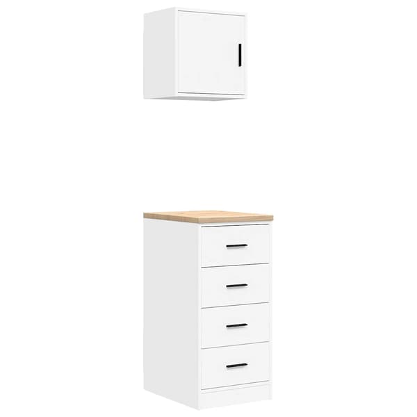vidaXL Garageskåp 2 st vit limmad trä