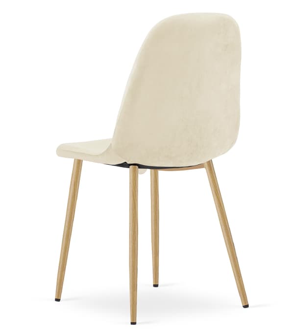 PADVA stol - lys beige fløjl / ben i egetræ x 2