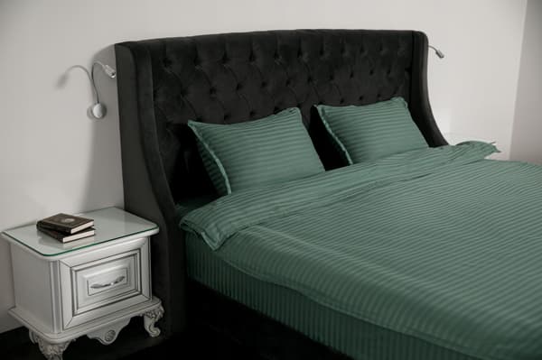Premium grønt satin sengesæt 200x220 100% bomuld double euro