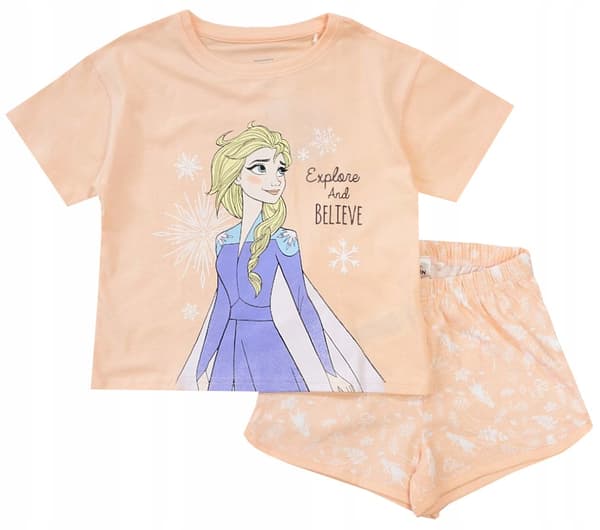 Anna Elsa flickpyjamas Frost kortärmad aprikos 4L