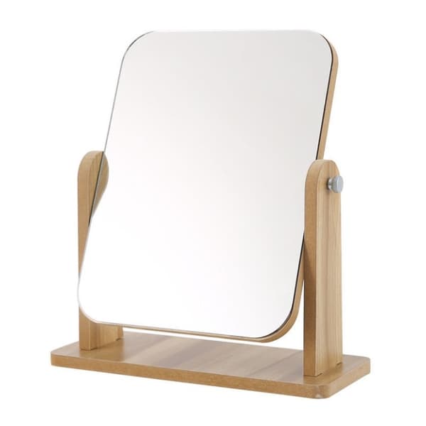 Rektangulär sminkspegel i trä, stående, 23,5x19 cm, L7BR