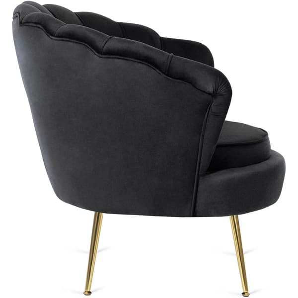 ANGEL Shell Lænestol til Stuen, Sort Velour, Moderne