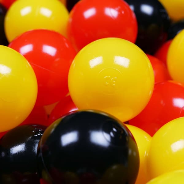 Leksaksbollar ø7cm 500 st gul, röd, svart