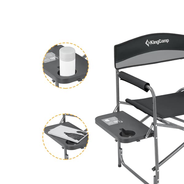 KING CAMP foldbar campingstol med armlæn ASH B10 - sort og grå