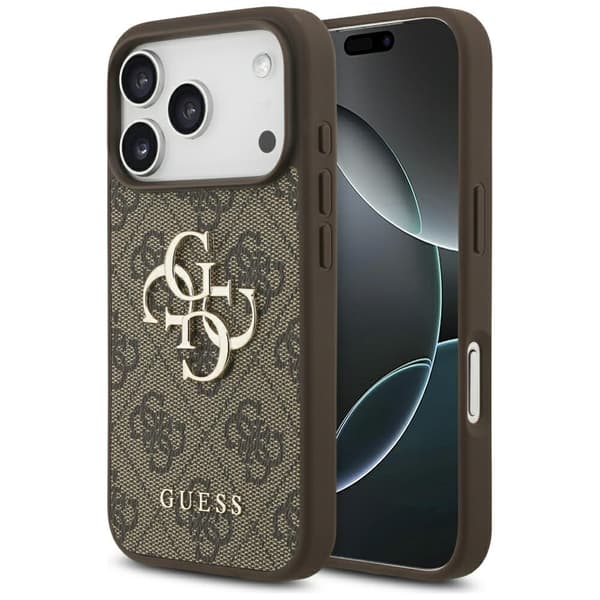 Guess 4G Stort Logo Etui til iPhone 17 Pro Brun