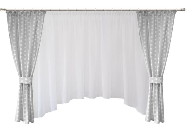 Barngardiner och draperier SET grå prickiga flickrum BOHO