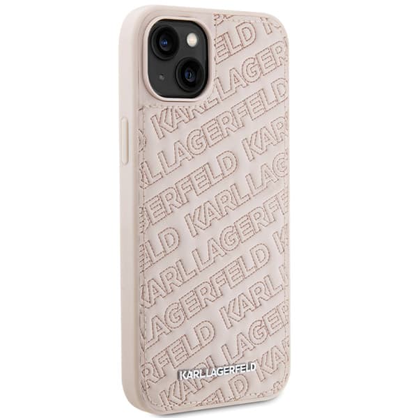 Karl Lagerfeld Quilted K Pattern iPhone 15 Plus -suojakuori, pinkki