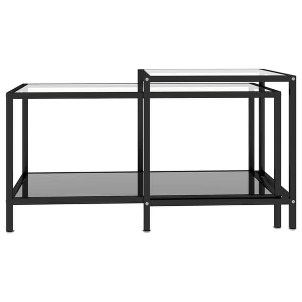 vidaXL teborde, sæt med 2, hærdet glas, sort