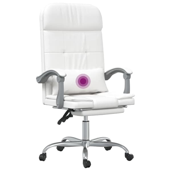 vidaXL lænestol med massagefunktion, hvid, kunstlæder
