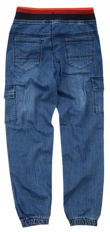 DRENGE CARGO JEANS MED ELASTIK, RØDT BÆLTE, blå 5 J193M