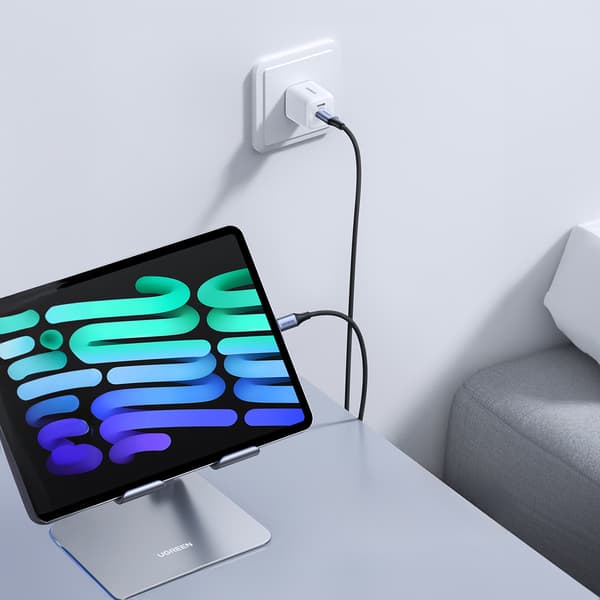 USB-C PD punottu kaapeli 240W 5A 480Mb/s 1m musta harmaa