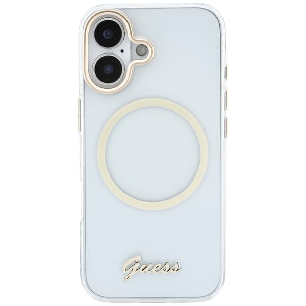 Guess IML Script Metal MagSafe-etui til iPhone 17 – klart