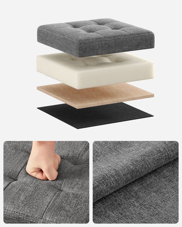 Liten quiltad puff 30 cm mörkgrå