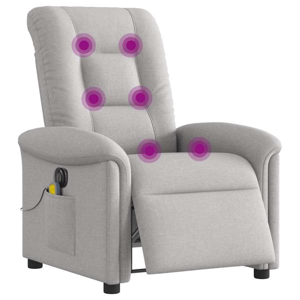 vidaXL elektrisk lænestol med massagefunktion, grå, stof