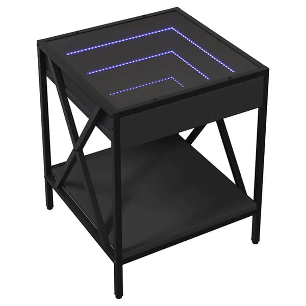 vidaXL Infinity LED natbord sort 40x40x49 cm