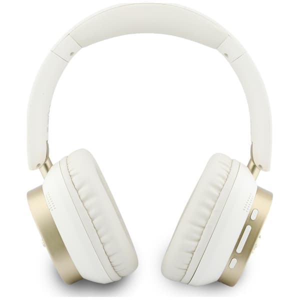 Guess Bluetooth ENC Rektangulära Metallskript Vita Over-Ear Hörlurar