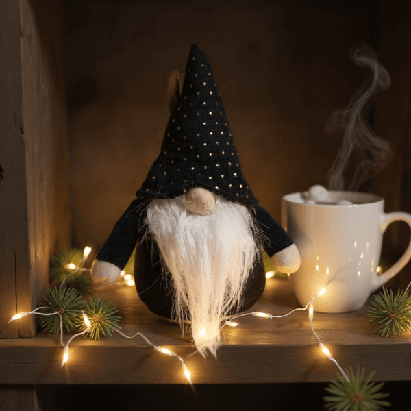 Julgransprydnad med dvärgtomte, present 20 cm