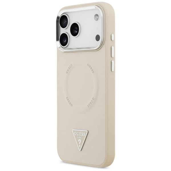 Guess Triangle Logo MagSafe -kotelo iPhone 17 Prolle, beige