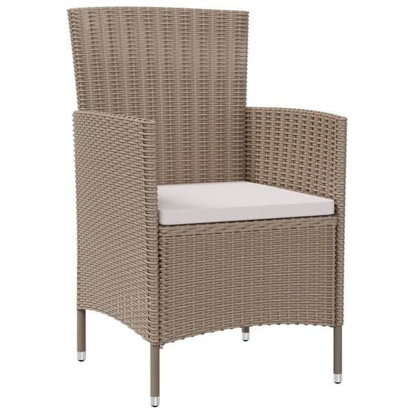 vidaXL Trädgårdsstolar med dynor, set om 4, polyrotting, beige