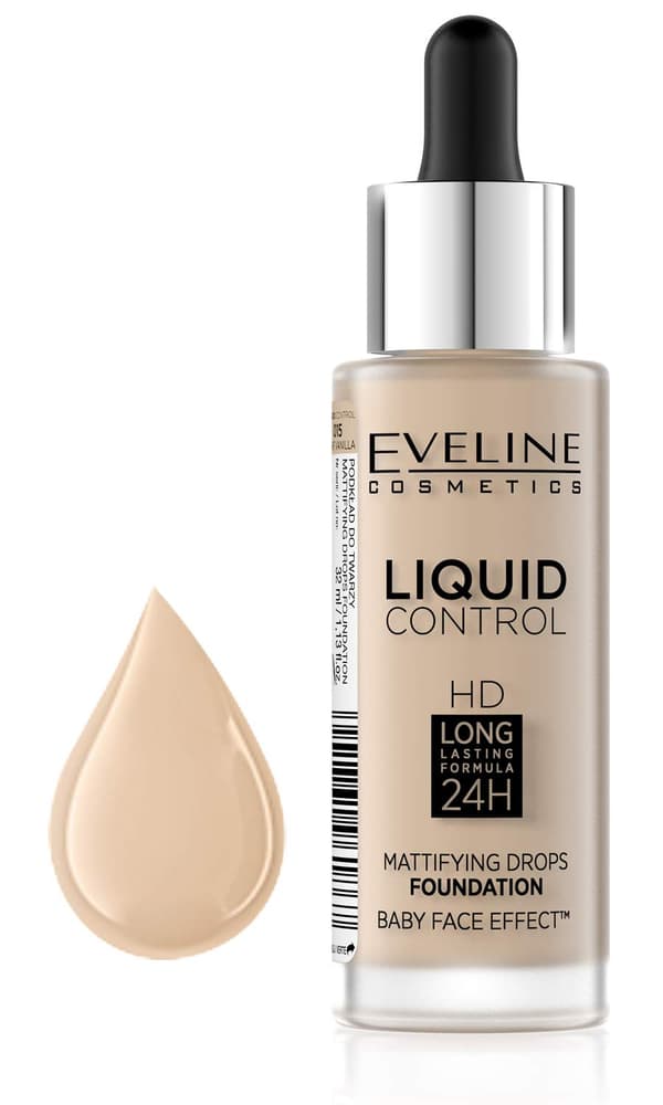 Eveline Liquid HD Drops Mattifying Face Foundation - 15 VANILLA 30ml