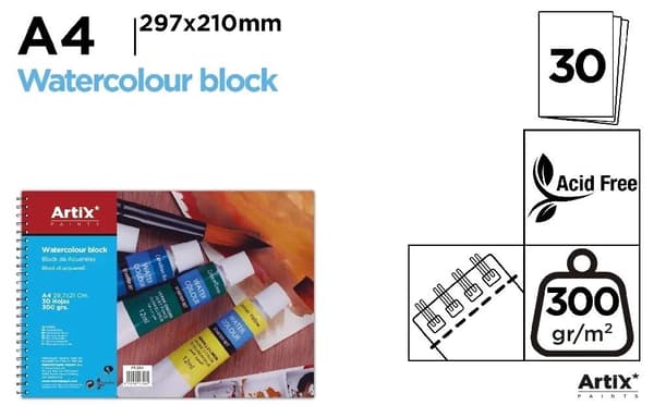 Akvarelblok A4/30K 300g