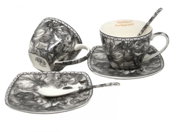 Porslinskoppar set 2 x 250 ml som present i en ask - Gray Rose