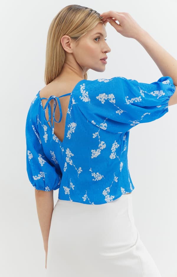 Jacquardblus med tryck 40