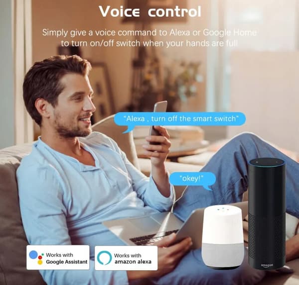 Wifi Tuya Smart Switch Aubess 16A DIY-switch, strømmåler, wattmåler