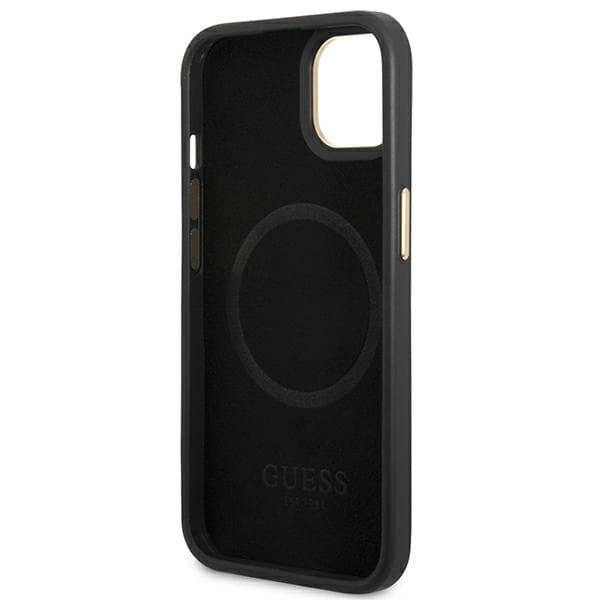 Guess 4G Logo Plate MagSafe-etui til iPhone 14 Plus, sort