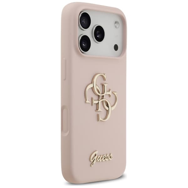Guess Silikone Stort 4G Script Etui til iPhone 17 Pro Lyserød