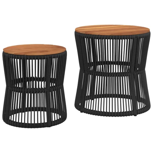 vidaXL haveborde, sæt med 2, træbordplader, sort, polyrattan