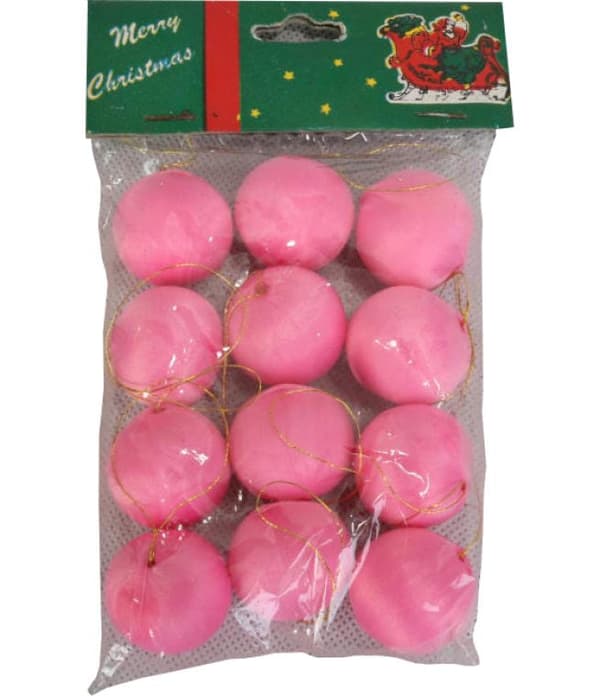 Set med 12 rosa sidenkulor i satin, 2 cm diameter