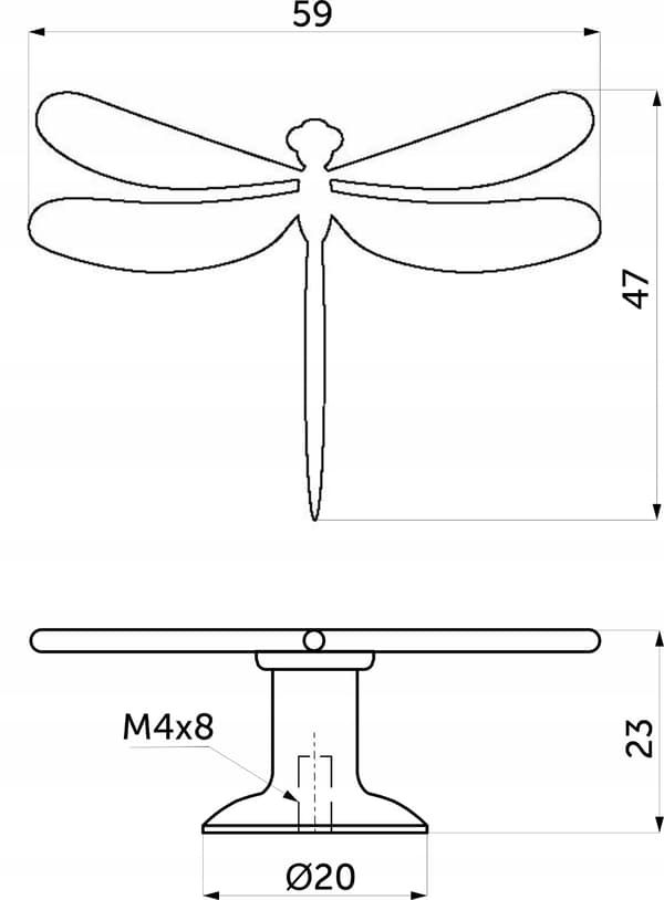 DRAGON FLY møbelgreb, møbelknop, til møbler, garderobeskabe, sort AKS