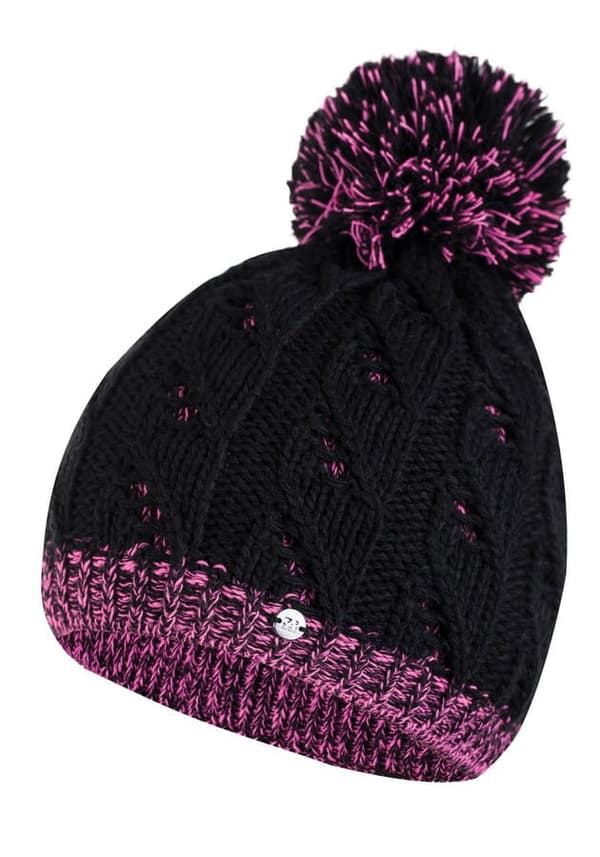 CATRINA damehue med pompon, sort og pink