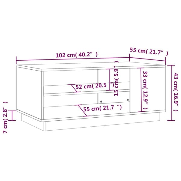 vidaXL sofabord, sort, 102x55x43 cm, træbaseret materiale