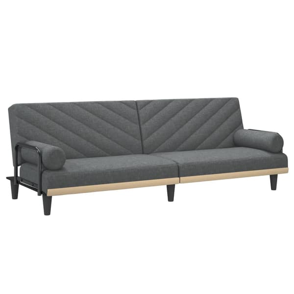 vidaXL Bäddsoffa med armstöd, mörkgrå, klädd i tyg