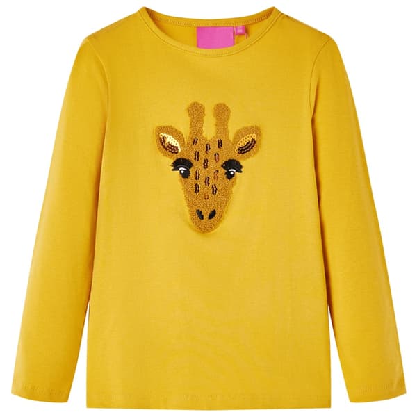 Børne langærmet T-shirt, mørk okker, 128
