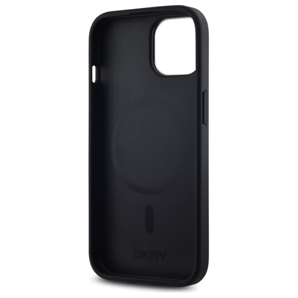 DKNY Plain Logo MagSafe -kotelo iPhone 15:lle, musta