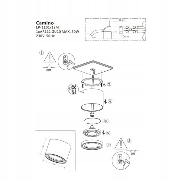 Light Prestige Camino GU10 loftlampe til overflademontering med bevægelsessensor, sort