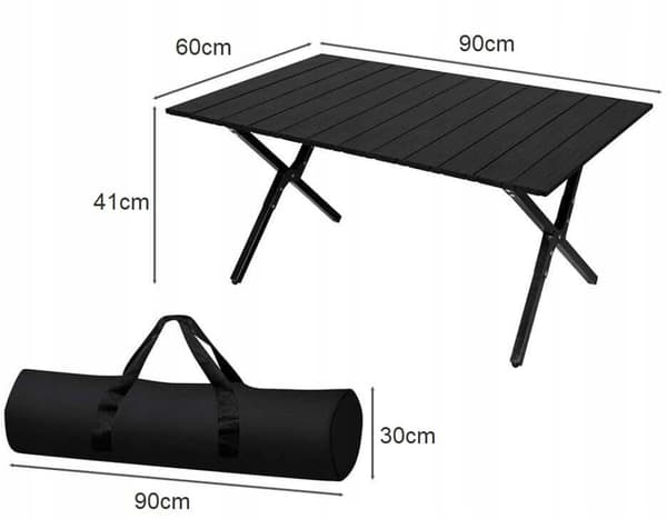 hopfällbart trädgårdsbord, campingbord, 90x60cm, kompakt