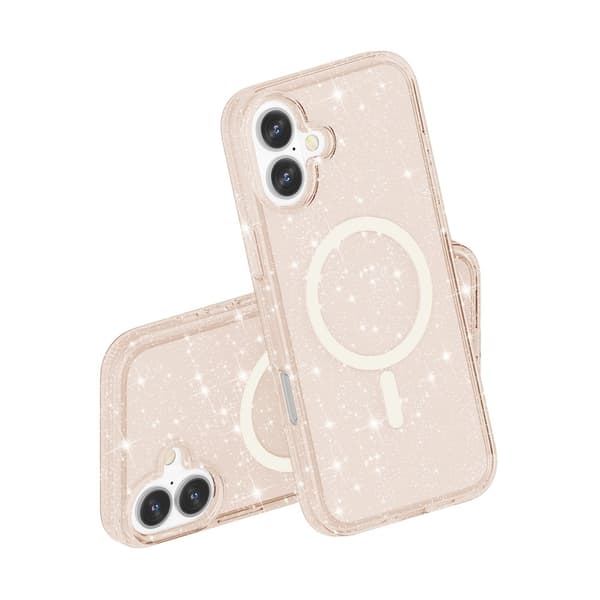 iPhone 17 cover, MagSafe-resistent, glitter, gennemsigtig guld