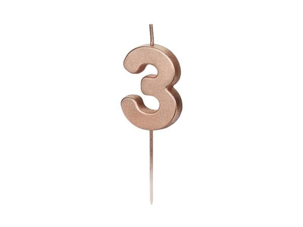 Födelsedagsljus 3 st roséguld 4,5 cm