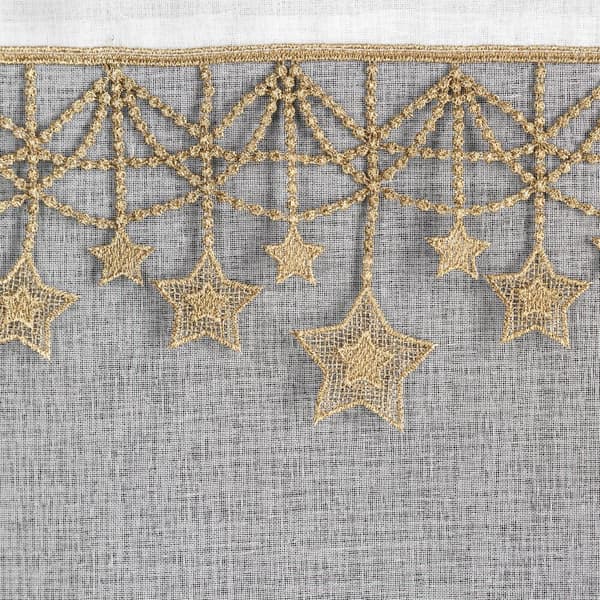 Julegardin 140x250 cm hvidguld stjerner