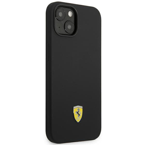 Ferrari Silikone Metal Logo Etui til iPhone 14, Sort