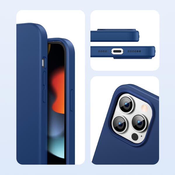 Joustava kuminen silikonisuojus iPhone 13 Pro Maxille, sininen