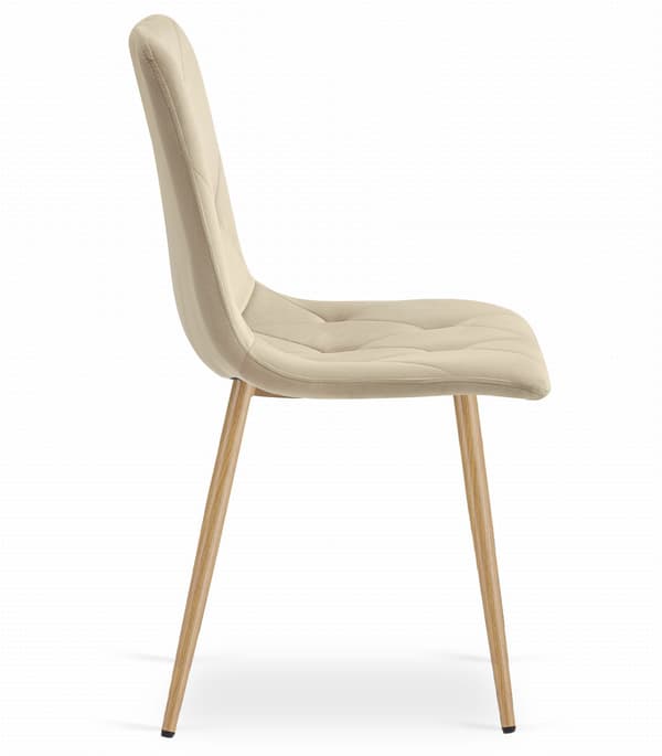 LIBRA stol - lys beige fløjl / træfarvede ben x 4