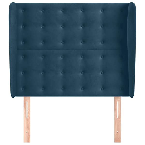 vidaXL Vingad sänggavel mörkblå 103x23x118/128 cm sammet