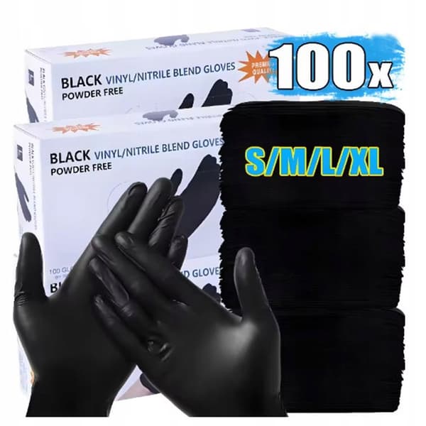 Engangshandsker i nitril, sort, satra, 100 stk. - 10003-M
