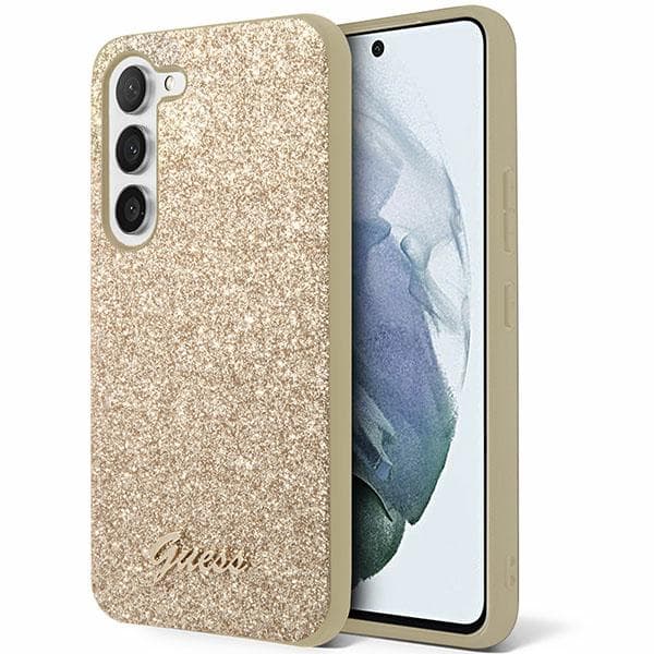 Guess Glitter Script-cover til Galaxy S24+, guld